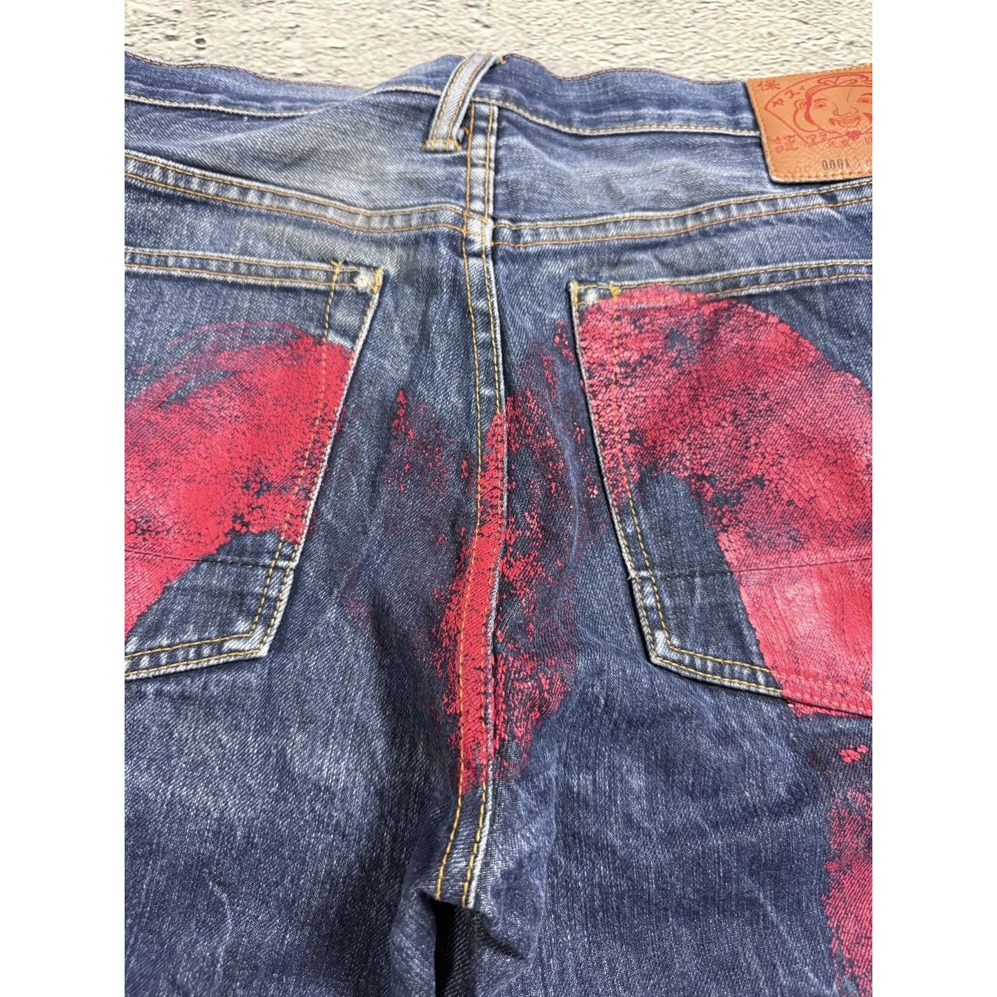 Evisu jeans daicock big logo red selvedge denim