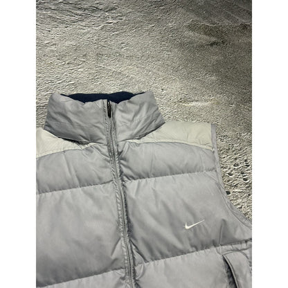 Nike puffer vest grey vintage drill Y2K small swoosh down