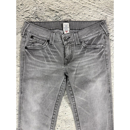 True Religion jeans grey black thick stitching flared Billy