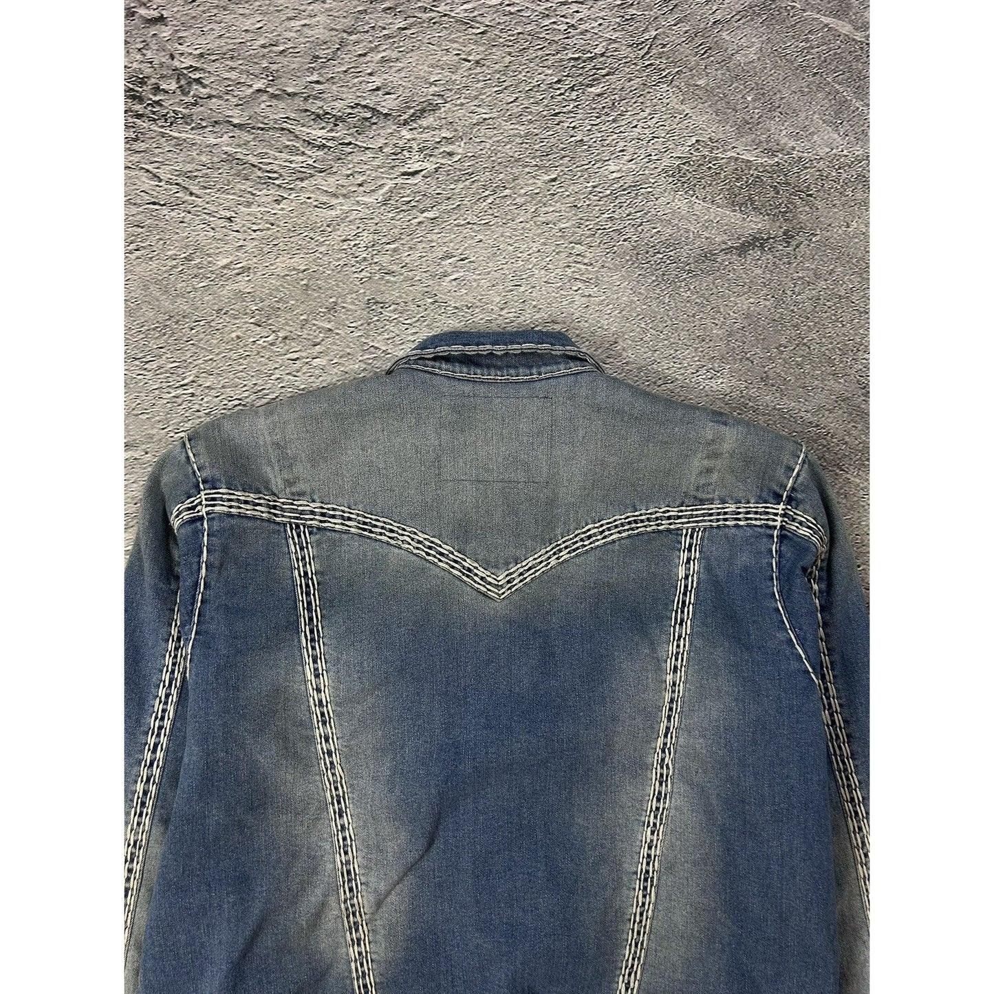 True Religion denim jacket trucker washed White stitching