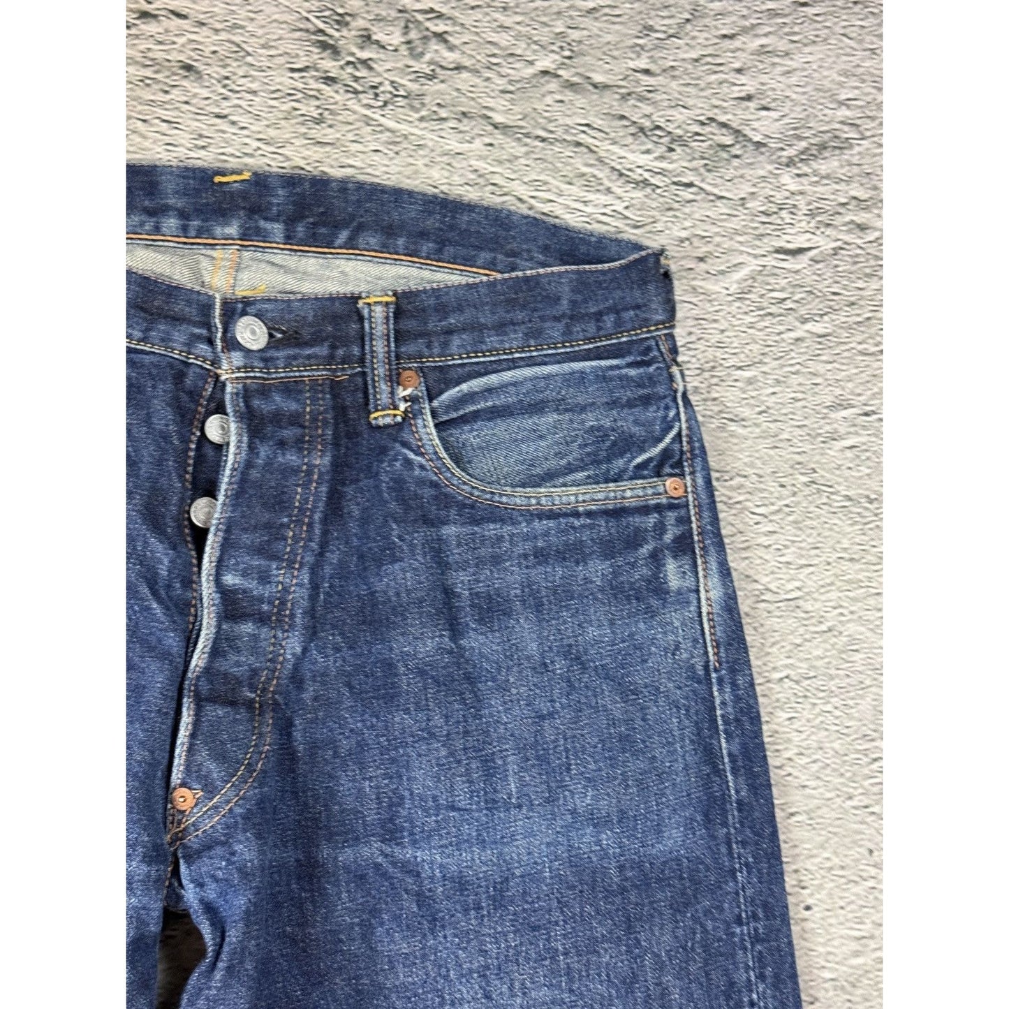 Evisu jeans daicock big logo yellow selvedge denim