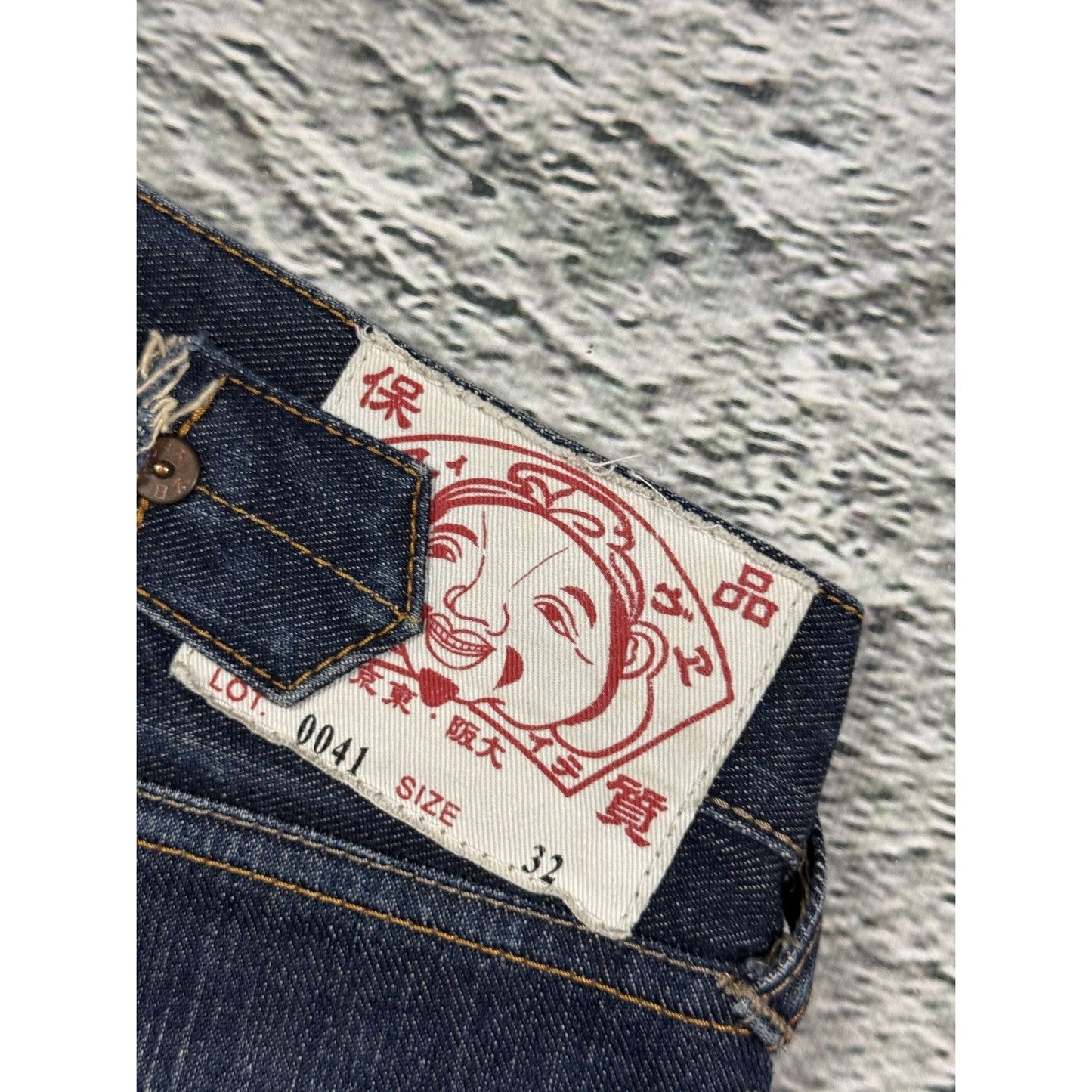 Evisu jeans red logo selvedge navy raw denim vintage
