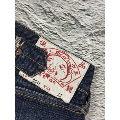 Evisu jeans red logo selvedge navy raw denim vintage