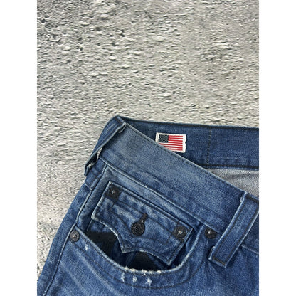True Religion vintage blue jeans Ricky black big logo Y2K