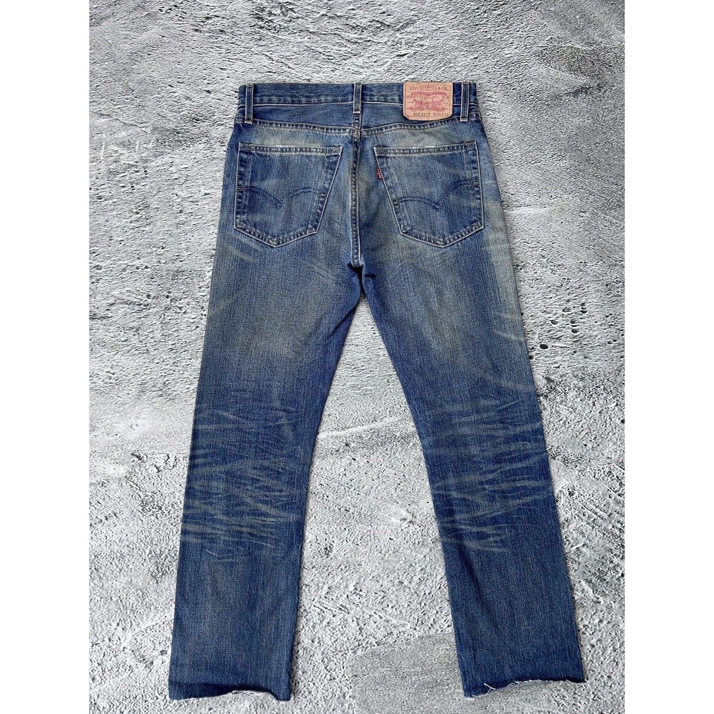 Levis Big E Selvedge Denim Distressed Jeans 505 - 0217