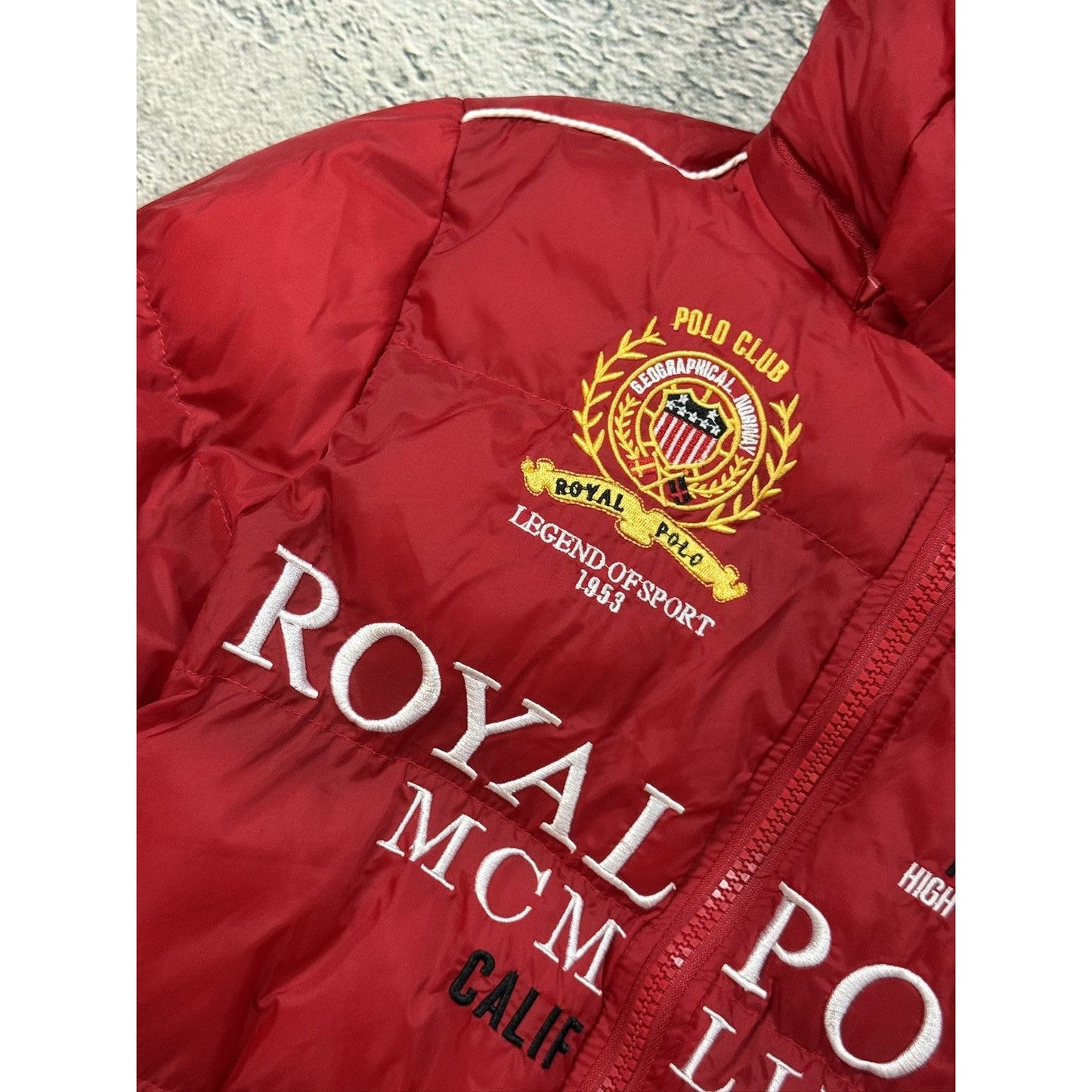 Royal Polo Geografical Norway bomber jacket puffer down red