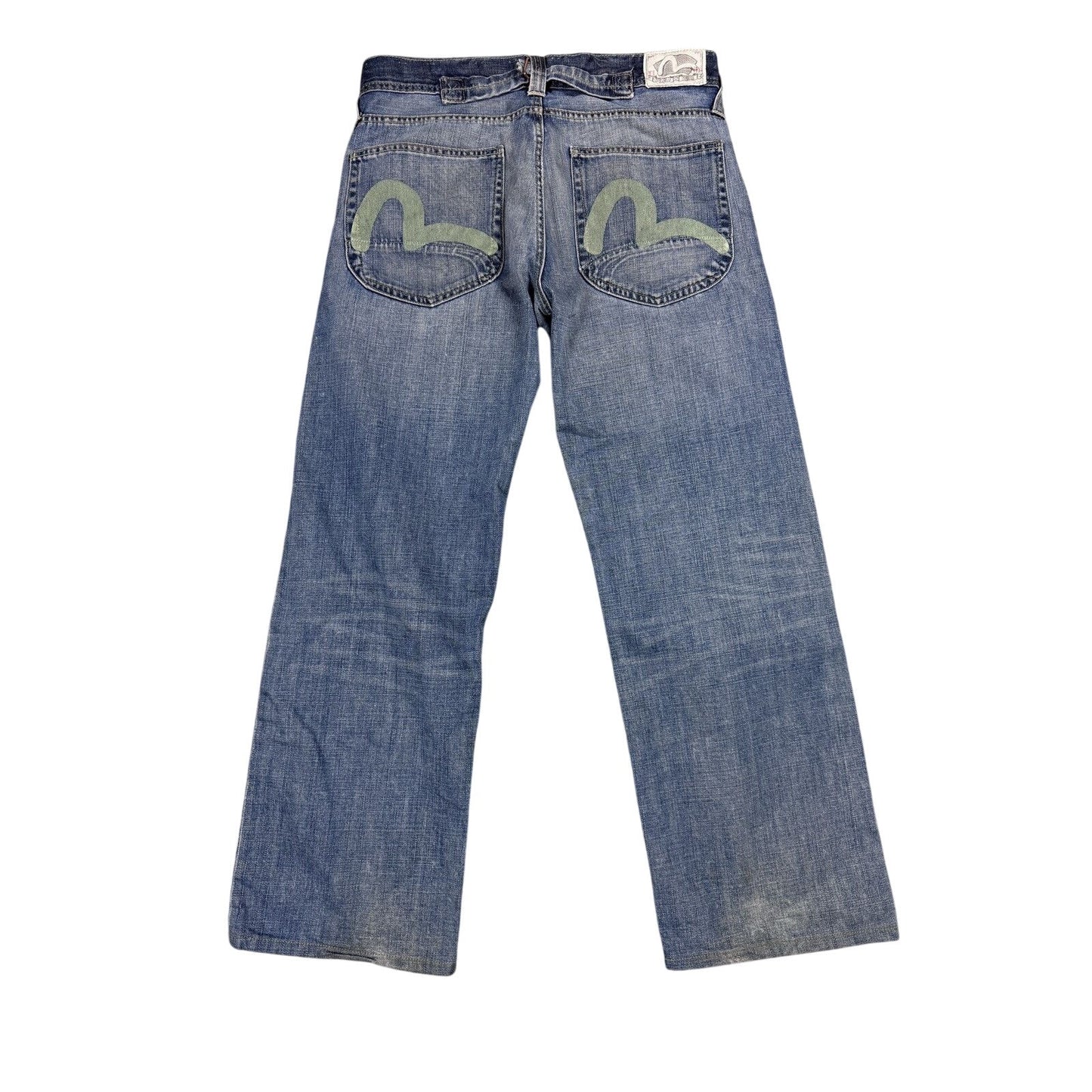 Evisu x Puma vintage baby blue jeans mint seagulls baggy