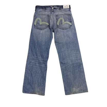 Evisu x Puma vintage baby blue jeans mint seagulls baggy