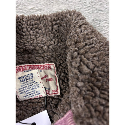 True Religion corduroy denim jacket sherpa trucker pink