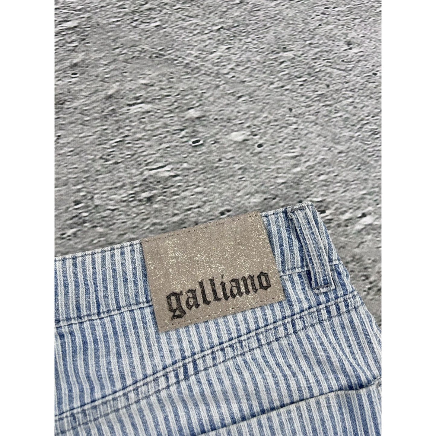Galliano mini denim skirt striped blue
