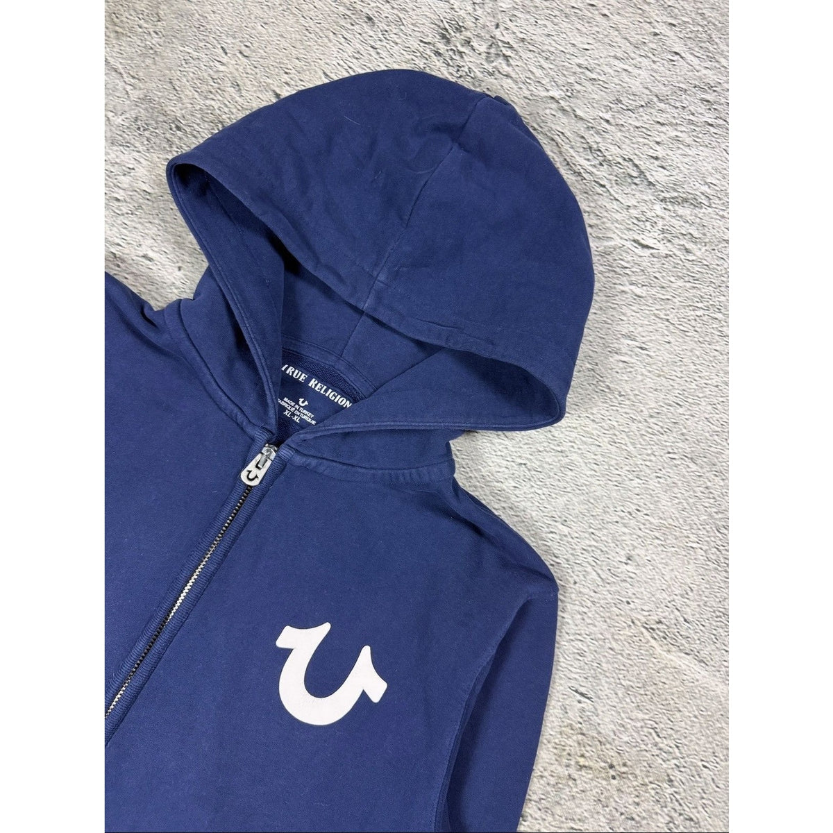 True Religion vintage Navy blue zip hoodie big logo