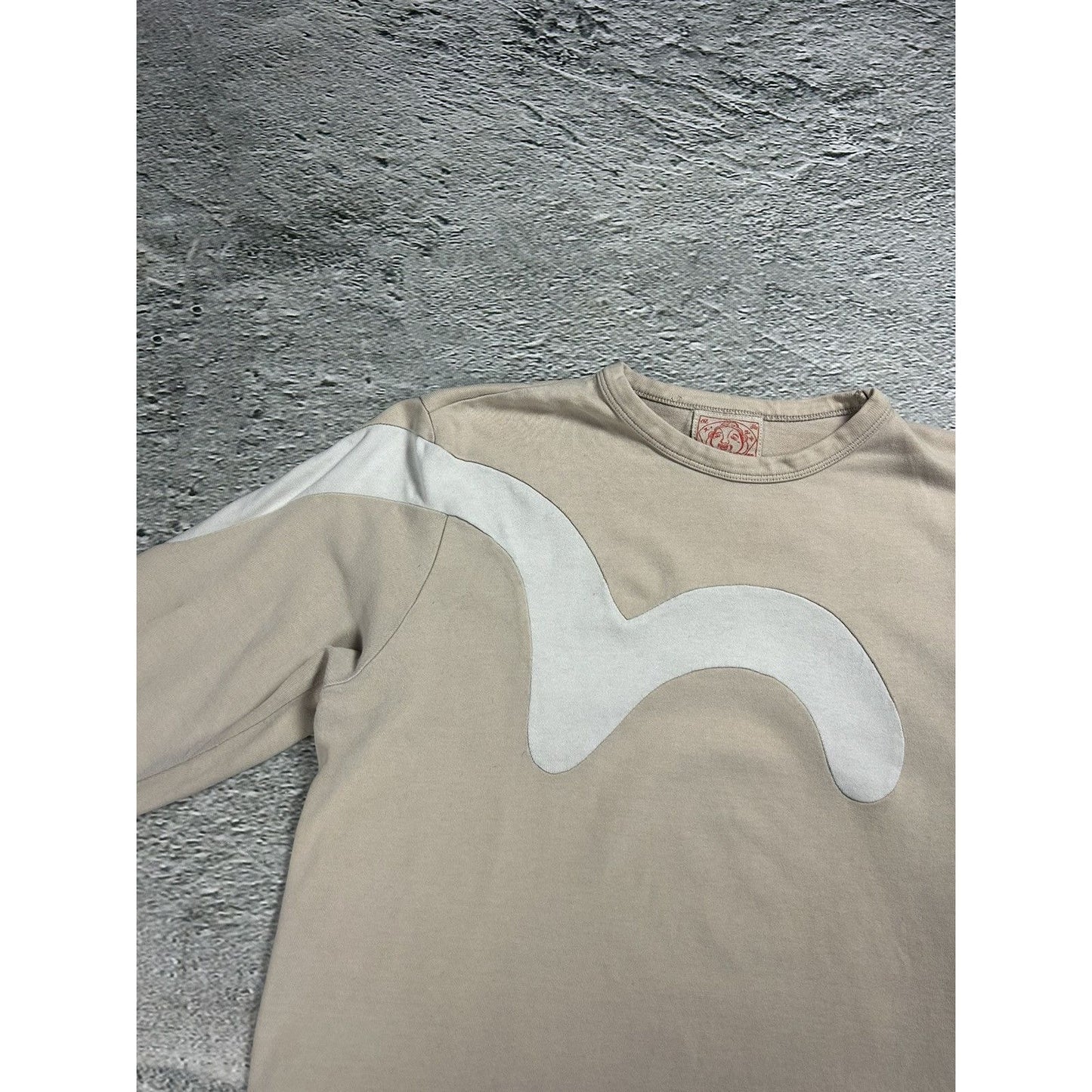 Evisu longsleeve big logo seagull beige white vintage