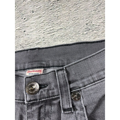 True Religion studded jeans grey black stitching Y2K