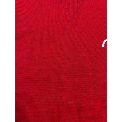 Evisu sweater wool vintage red knit face logo on sleeves