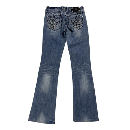 Miss Me flared bootcut white stitching denim vintage y2k