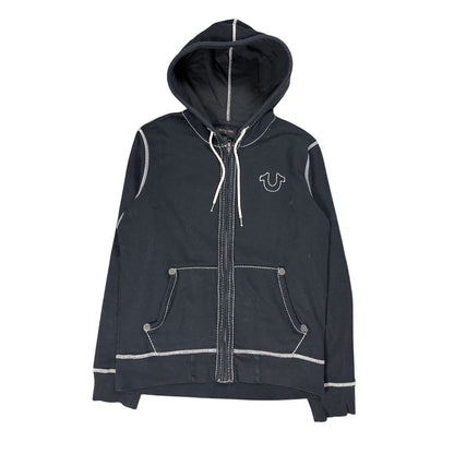 True Religion vintage black zip hoodie white big logo