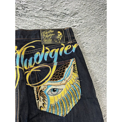 Ed Hardy Christian Audigier vintage jeans big logo pants