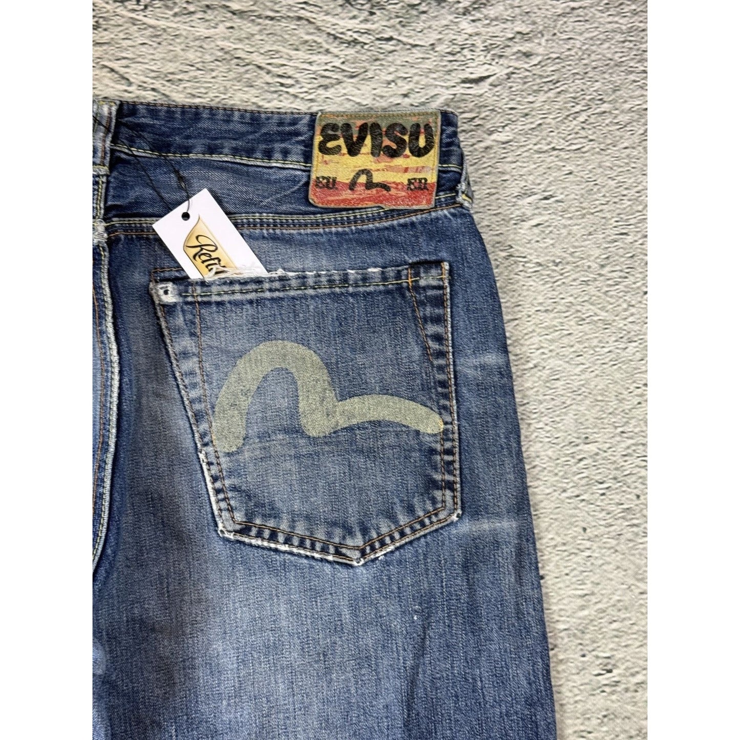 Evisu jeans vintage navy blue white seagulls Rasta EU ED