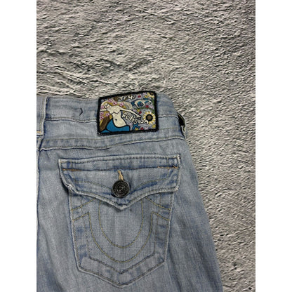 True Religion blue jeans hippie flared bootcut stitching