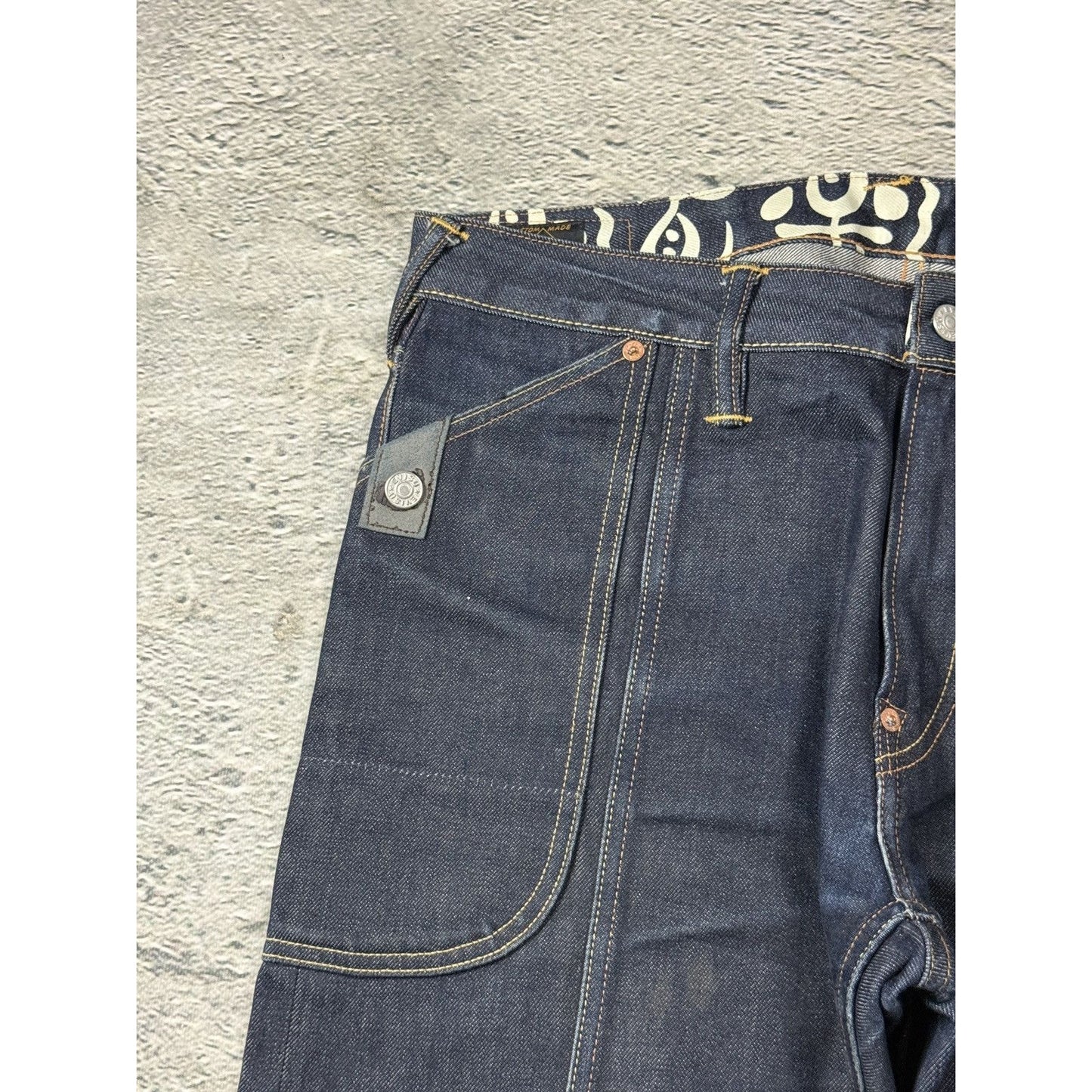 Evisu jeans cargo daicock red big logo raw denim Selvedge