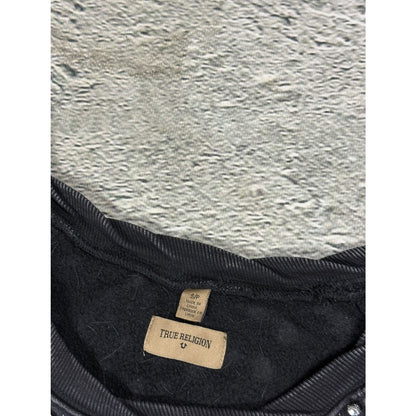 True Religion zip crewneck vintage zip rhinestones black