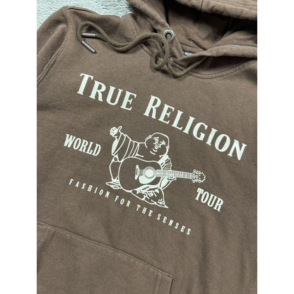 True Religion hoodie brown big logo white horseshoe vintage