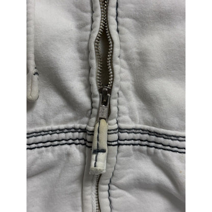 True Religion zip hoodie vintage white thick stitching Y2K