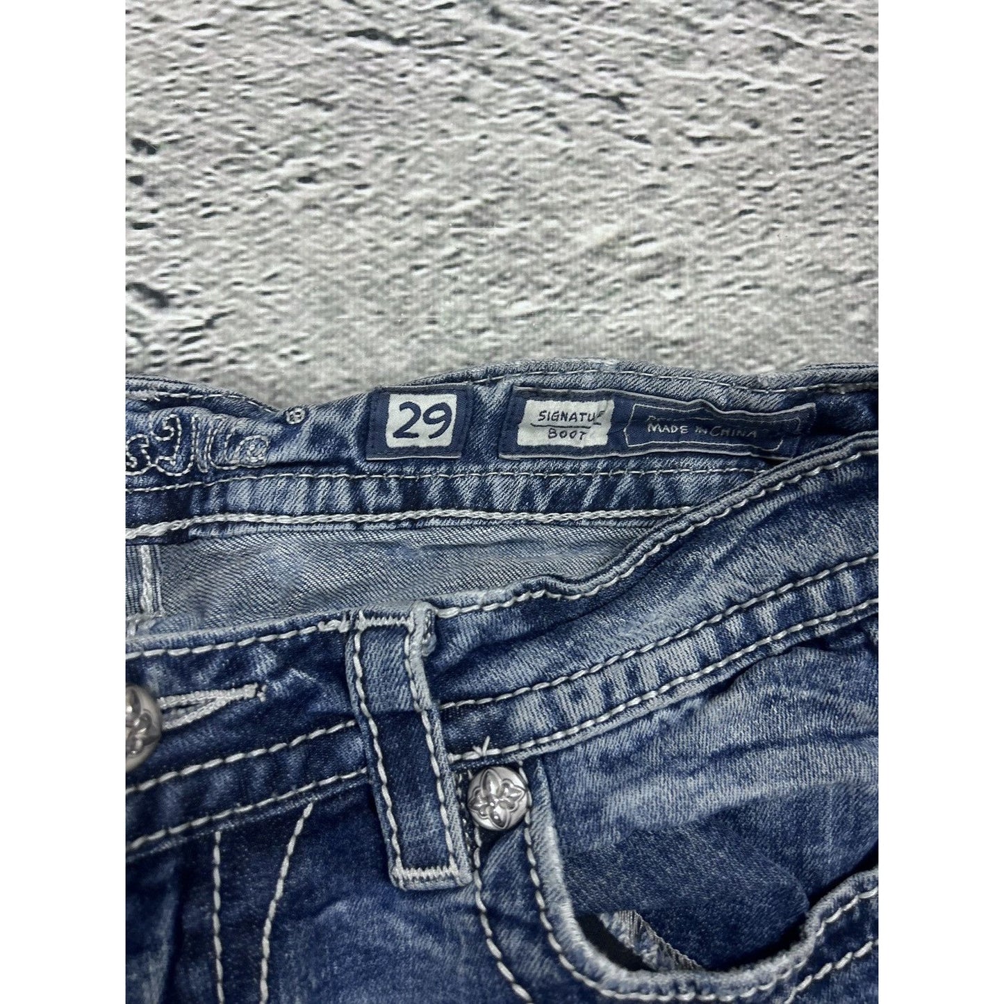Miss Me flared bootcut white stitching denim vintage y2k
