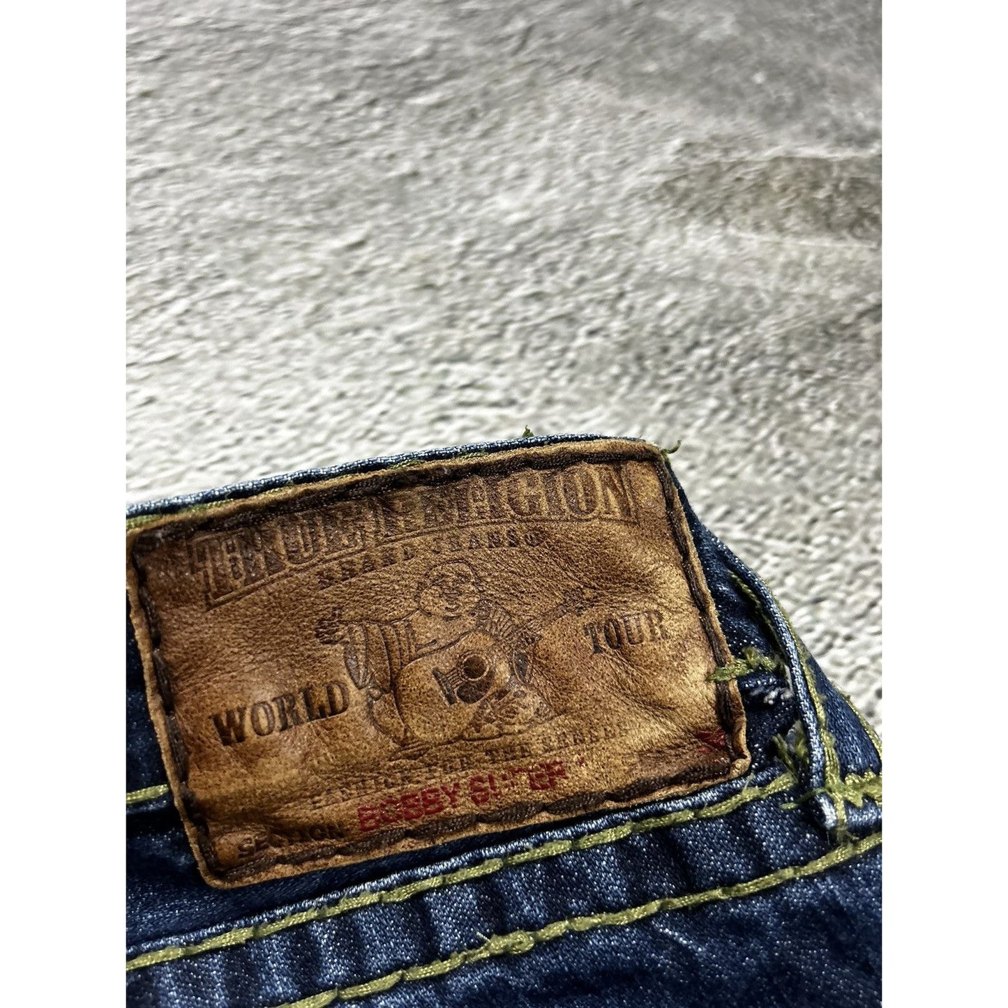 True Religion vintage jeans navy thick stitching khaki Y2K