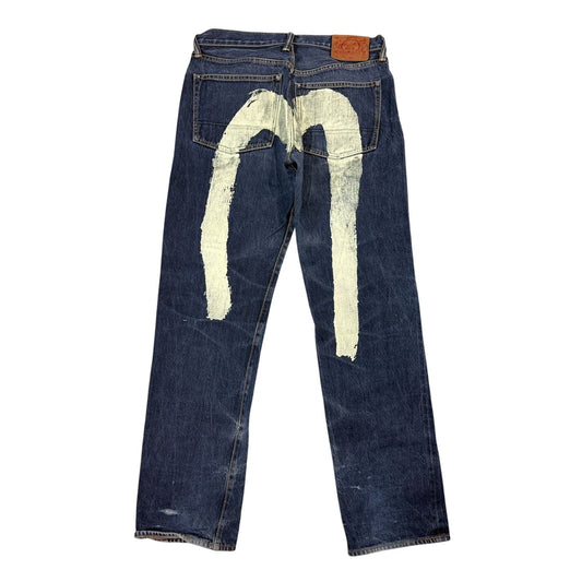 Evisu jeans white daicock big logo blue selvedge denim