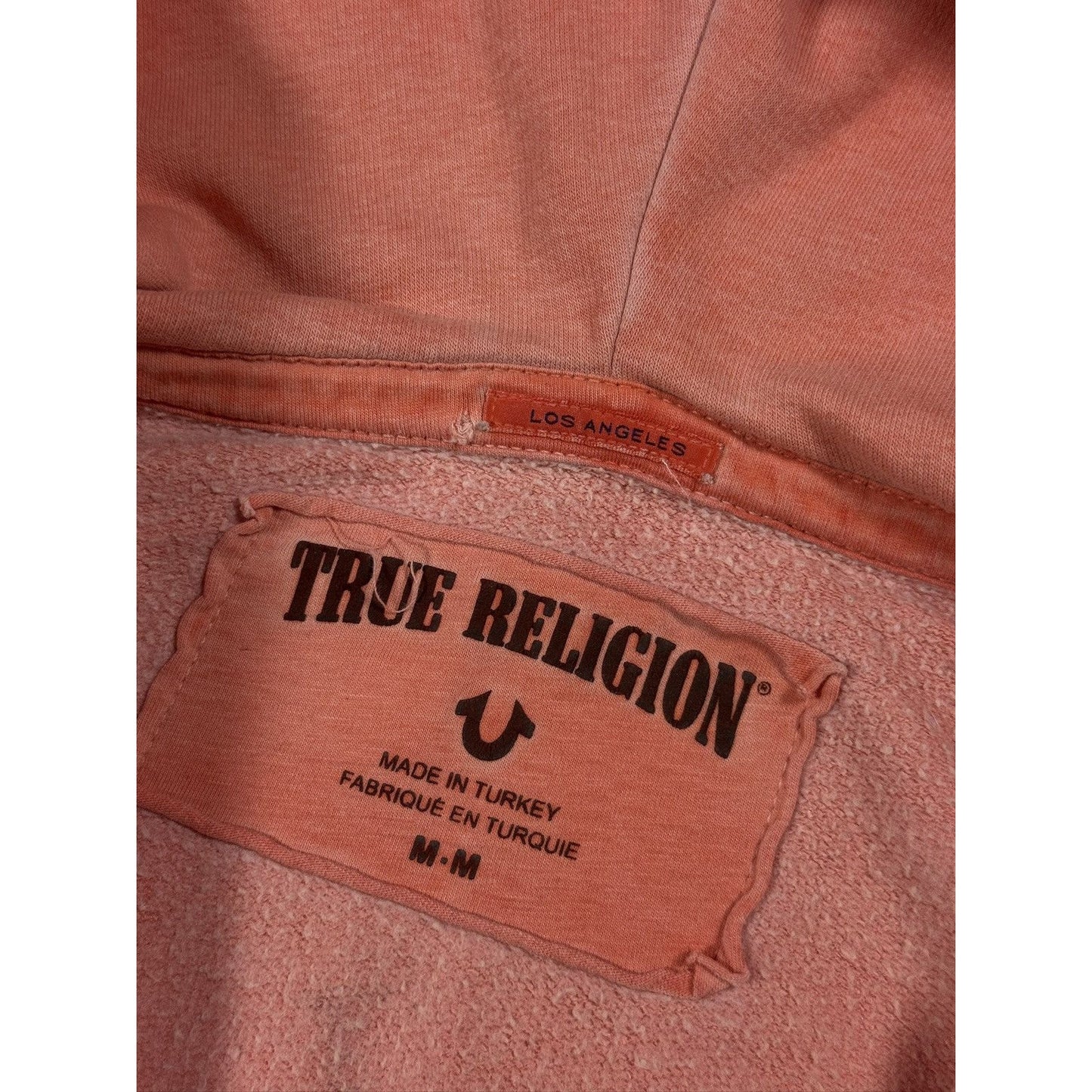 True Religion vintage zip hoodie Orange Rhinestones LA