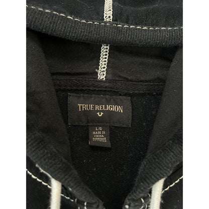 True Religion vintage black zip hoodie white big logo