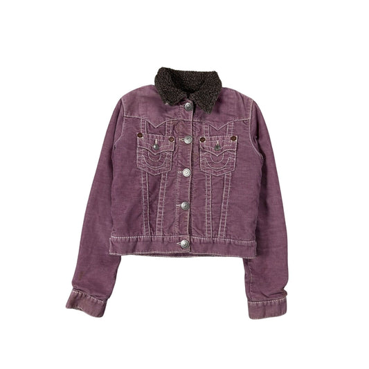 True Religion corduroy denim jacket sherpa trucker pink