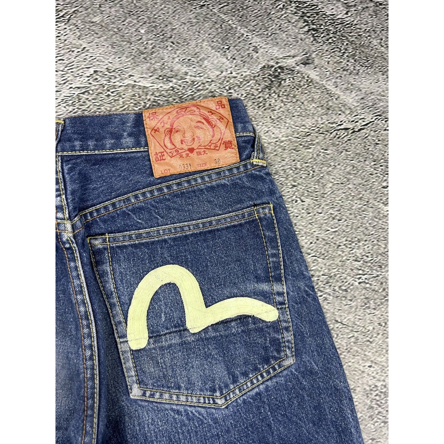 Evisu jeans vintage handpainted seagull logo selvedge denim