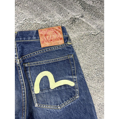 Evisu jeans vintage handpainted seagull logo selvedge denim