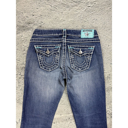 True Religion jeans bootcut blue white thick stitching