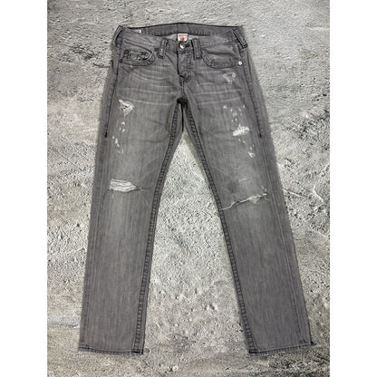 True Religion jeans vintage grey Drew straight distressed