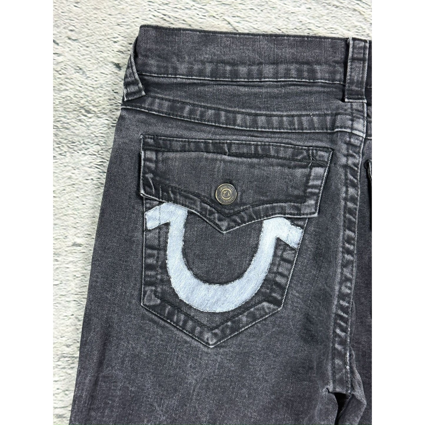 True Religion black jeans painted horseshoe logo Y2K Rocco