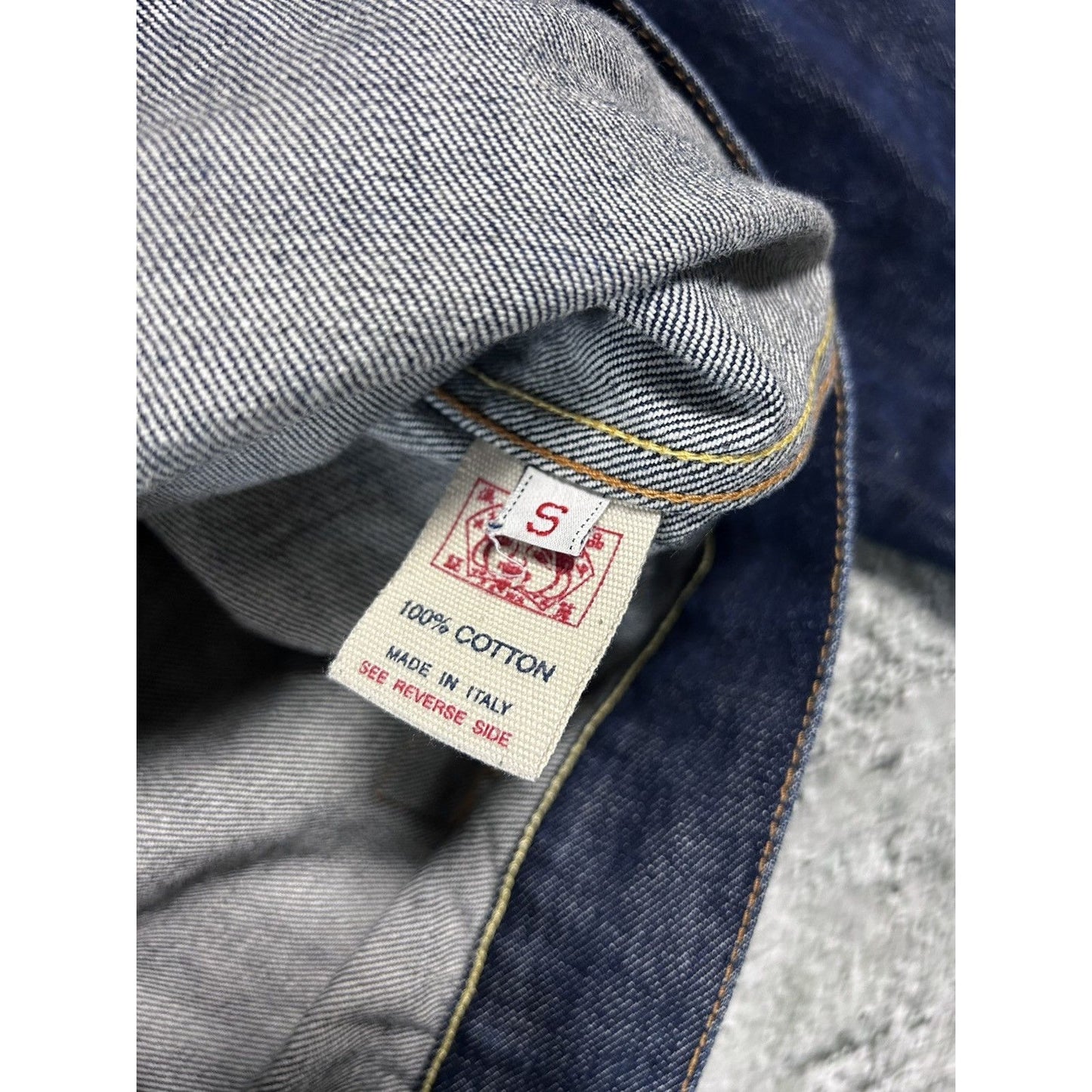 Evisu vintage denim jacket white seagulls navy blue