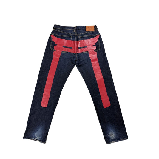 Evisu jeans daicock big logo red selvedge denim