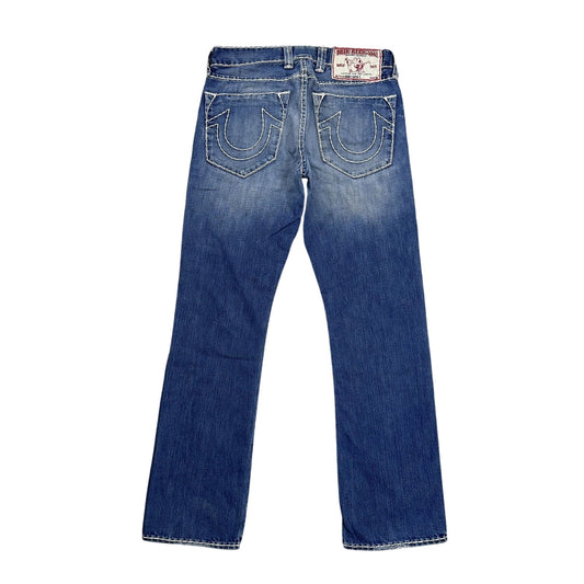 True Religion Blue jeans white thick stitching Bobby