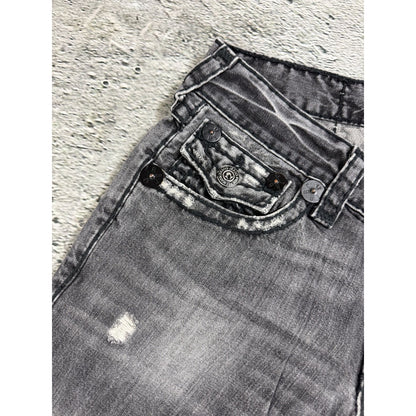 True Religion jeans grey black thick stitching Billy bootcut
