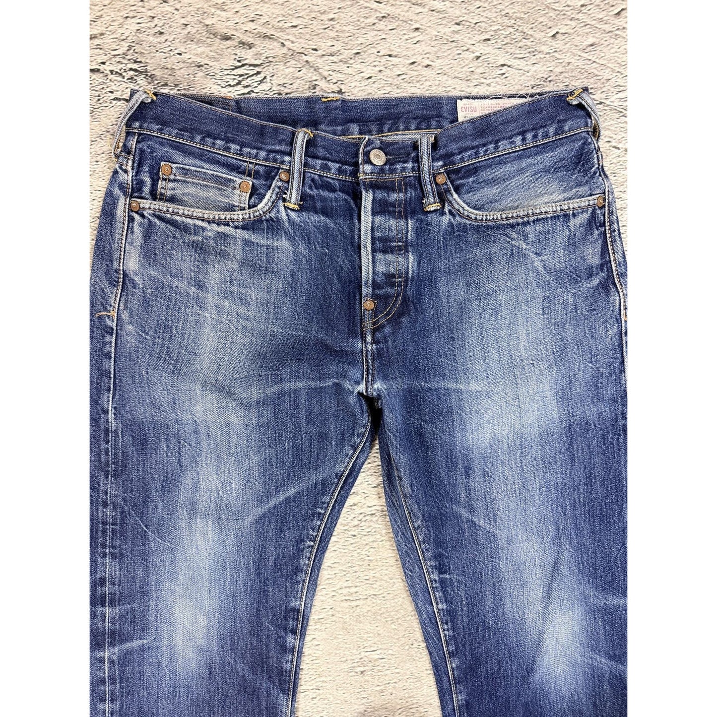 Evisu jeans vintage selvedge denim vintage red kanji seagull