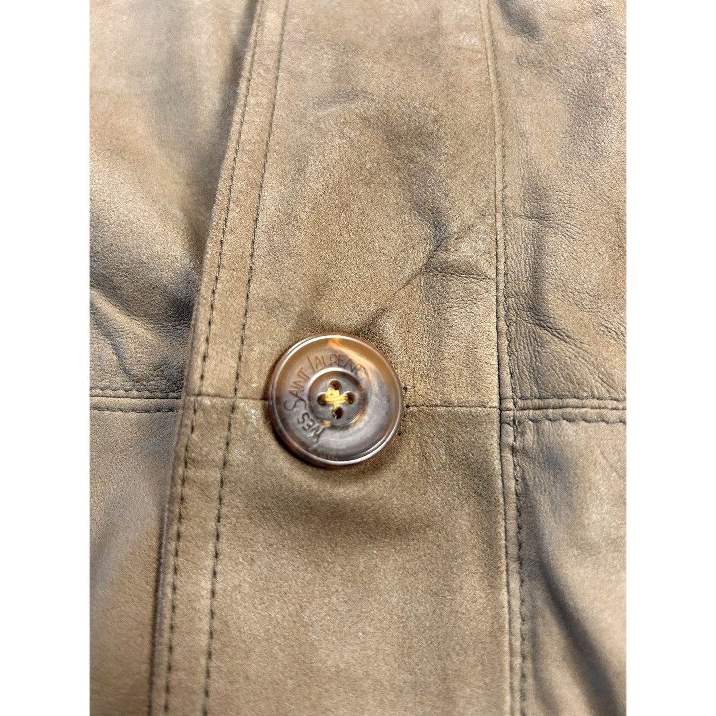 Yves Saint Laurent coat vintage brown lamb leather viscose