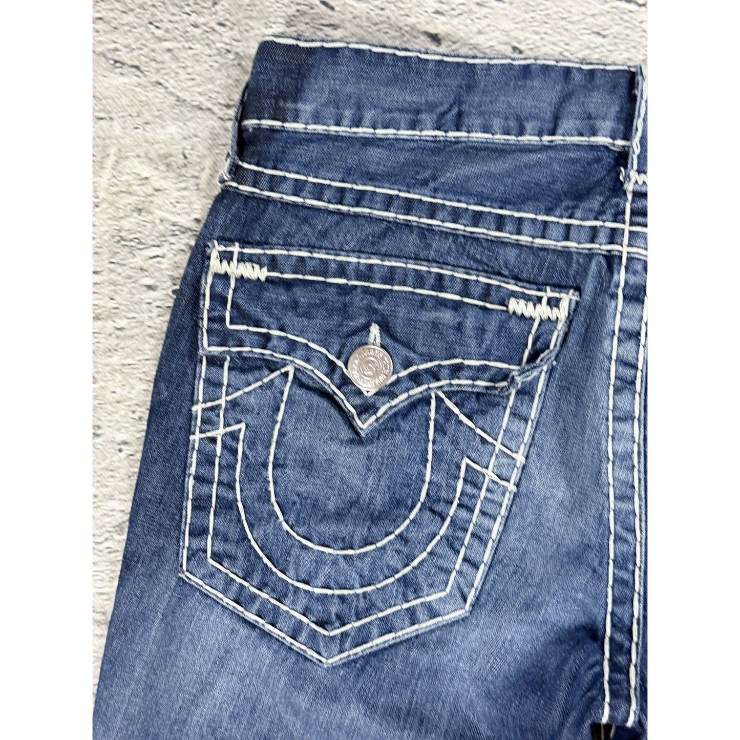 True Religion blue jeans white stitching Y2K Ricky