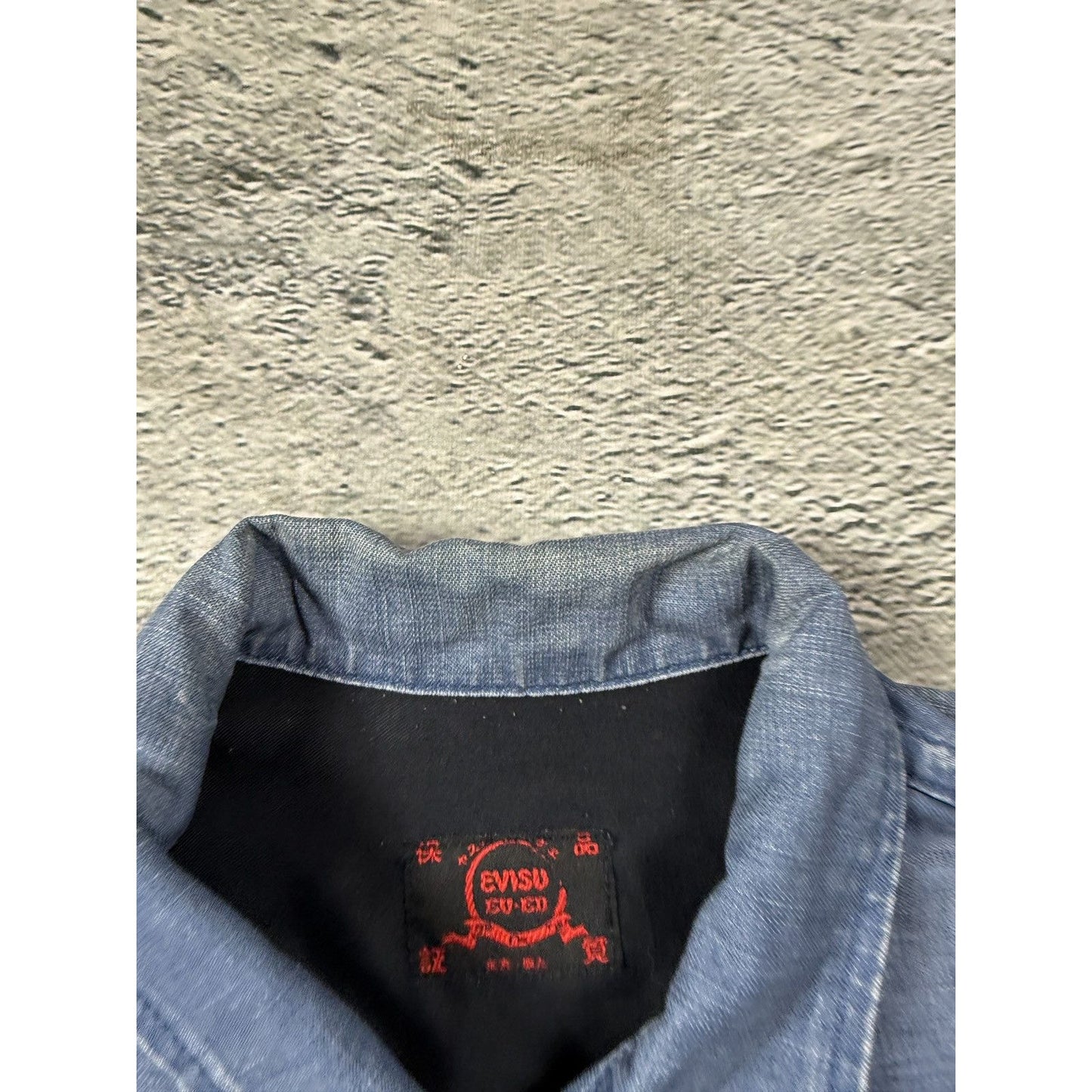 Evisu Japan vintage denim trucker jacket blue washed seagull