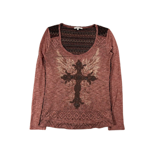 Miss Me longsleeve top mesh Y2K big cross logo