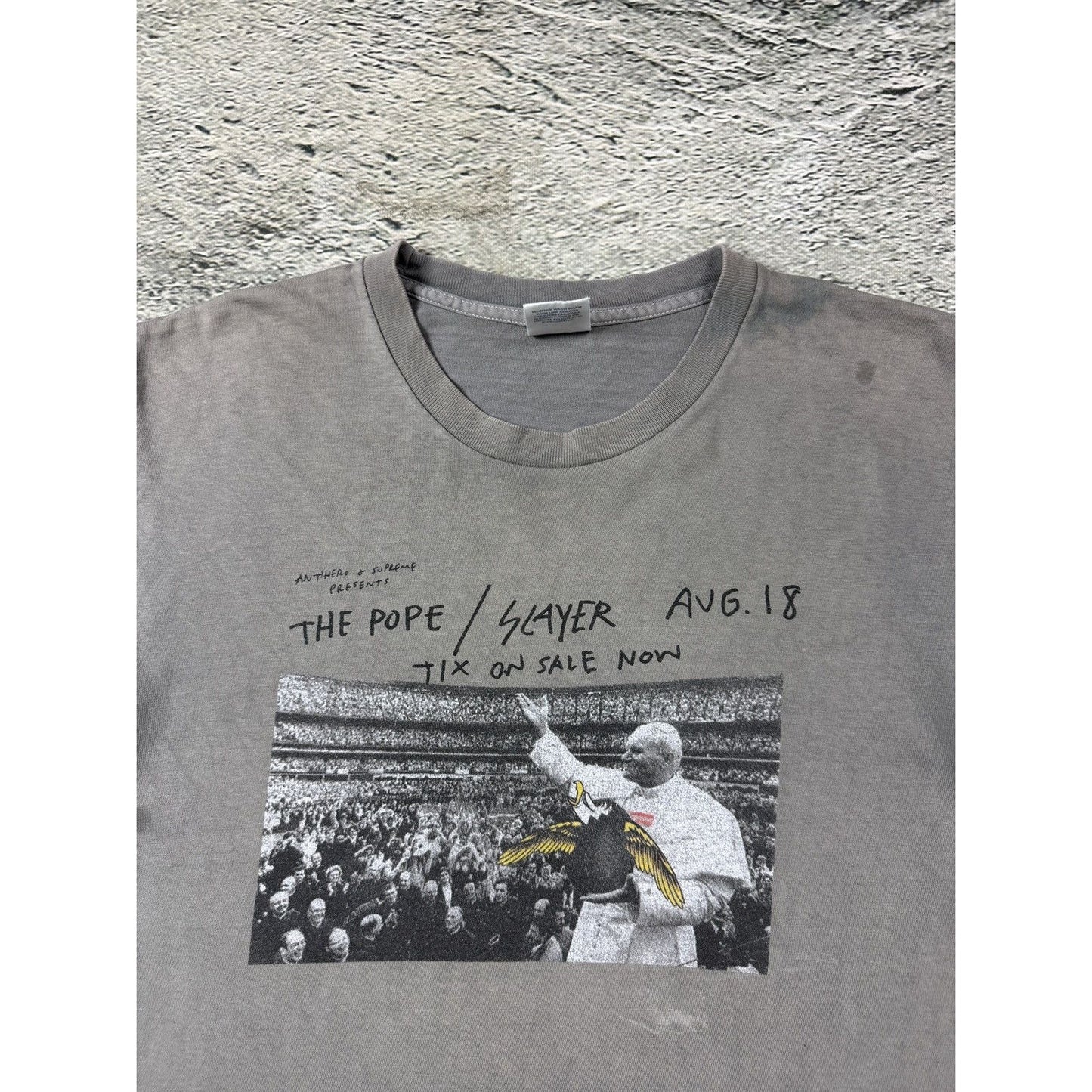 Supreme x Antihero Pope John Paul II Gray T-shirt SS16