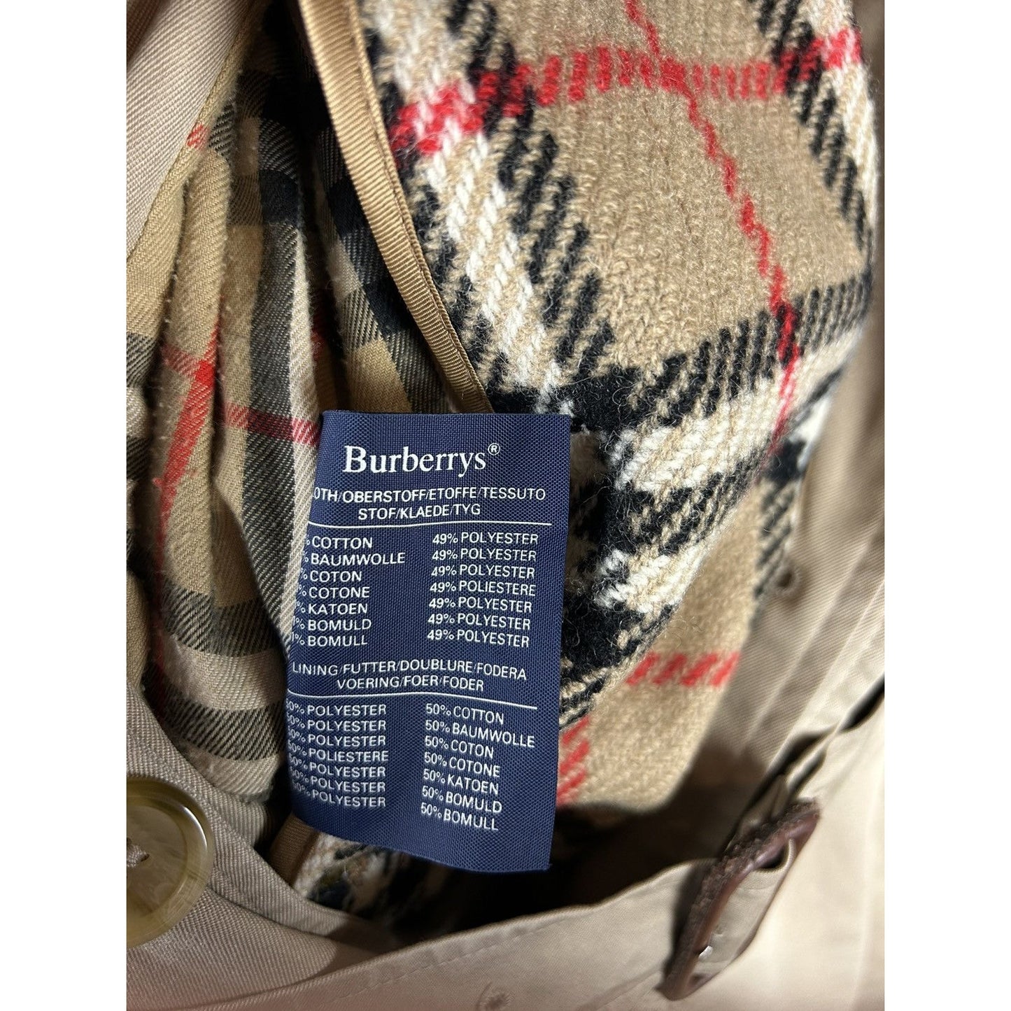 Burberrys trench coat beige wool lining vintage nova check