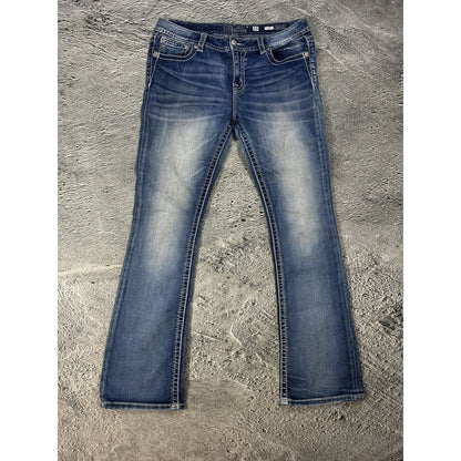 Miss Me flared bootcut white stitching denim vintage y2k